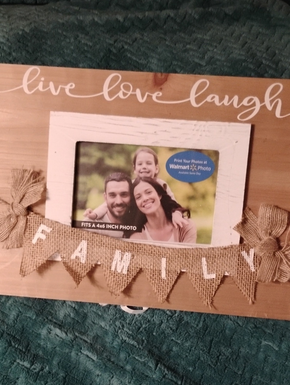 Live Love Laugh Family Photo Frame - Natural Wood & White